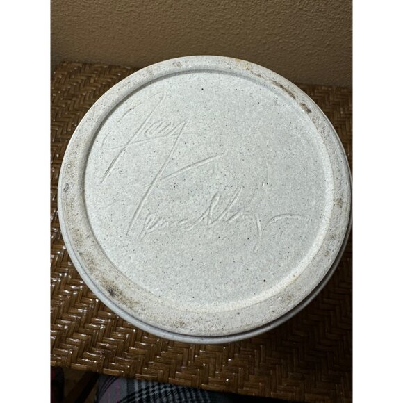 Handcrafted Ceramic Vase With Abstract Green & Brown Brush Strokes Signed - Picture 8 of 10